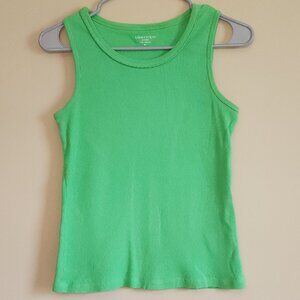 Laura Scott - Green Ribbed Tank Top. Size Petite Medium